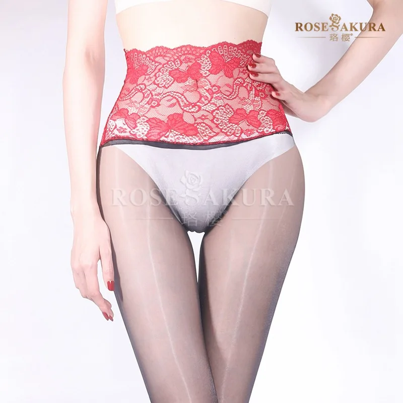

Cherry Blossom8488Aurora Ultra-Thin Lace Waist Seamless Stockings Women's Silky Shiny Transparent Temptation Pantyhose Foot-Sett