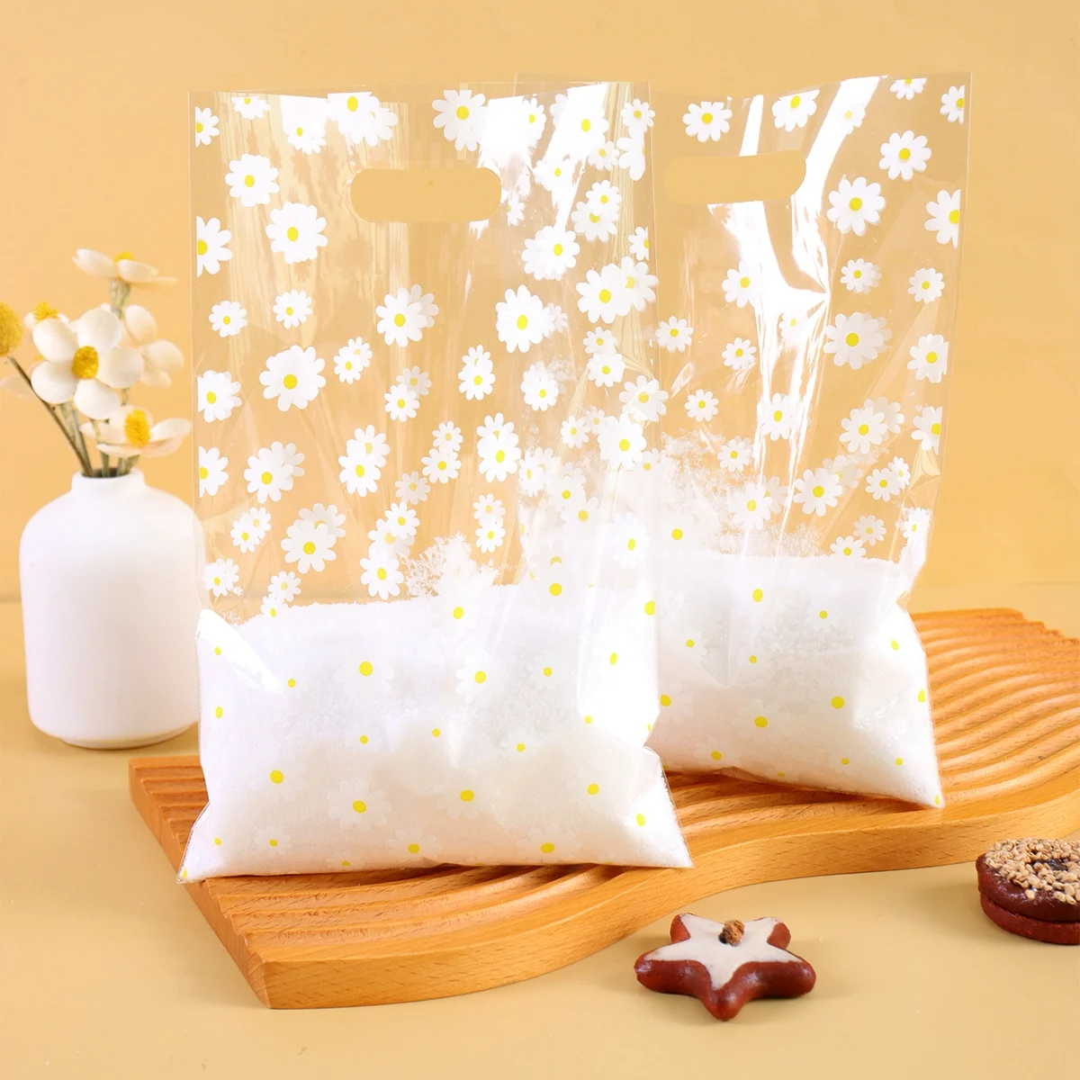 25/50/100 Stück Gänseblümchen-Geschenktüten, Frühlings-Motto-Handtaschen, Snack-Geschenkverpackung zum 1. Geburtstag für saisonale Partygeschenke – Detail 3