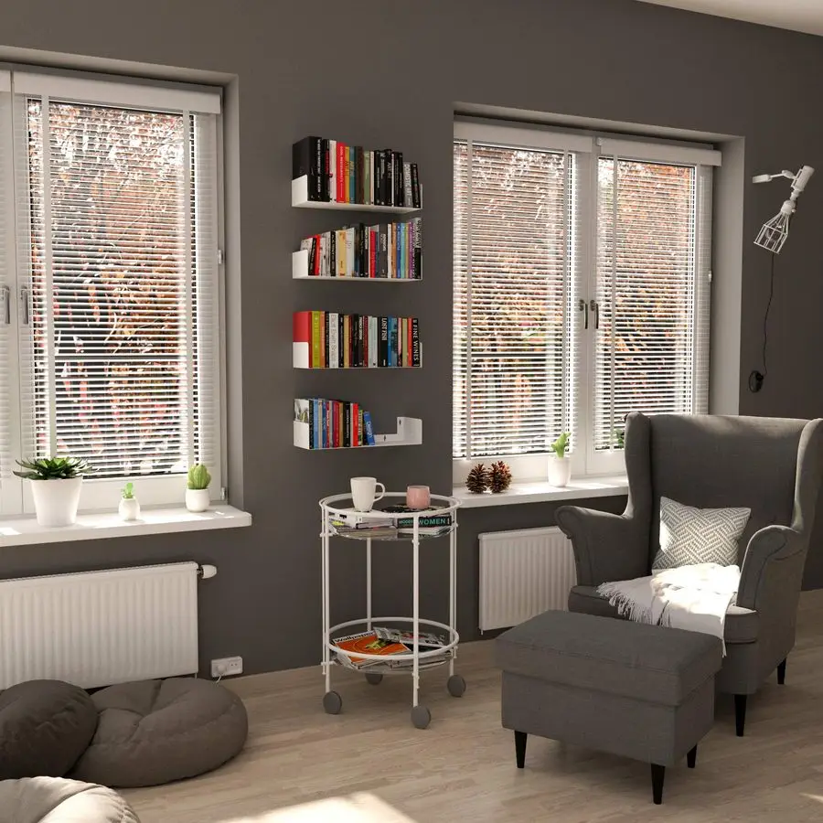

Набор из 4 металлических настенных полок для книг и дисков Bali White, белые плавающие полки для книг