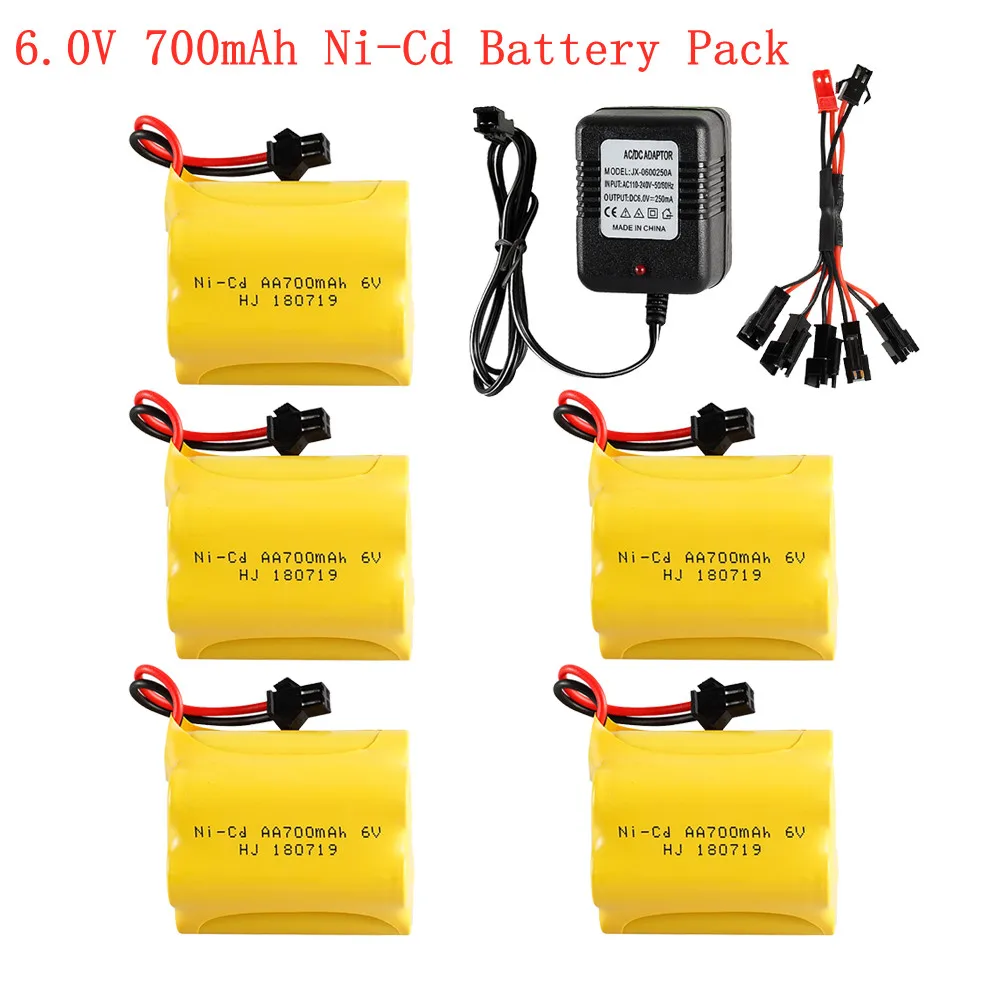 

6V 700mAh NiCd Battery Rechargeable Battery +Charger Sets For RC Cars Robots Tanks Truck Gun Boats Parts 6v AA NICD Battery Pack