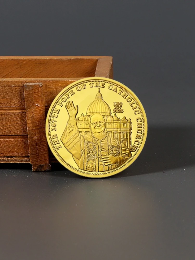 La pièce commémorative du 267ème pape plaquée or, monnaie commémorative du Léon XIV François, médaille commémorative créative