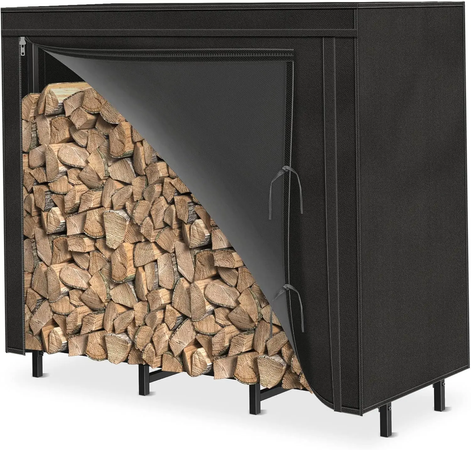 

Стеллаж для дров на 1,2 м с чехлом, регулируемый водонепроницаемый дровник для камина и двора