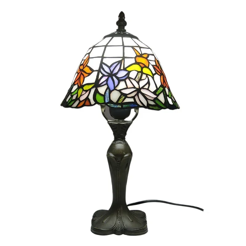 8 inch 20cm Stained Glass Shade Tiffany Vintage Desk Lamp