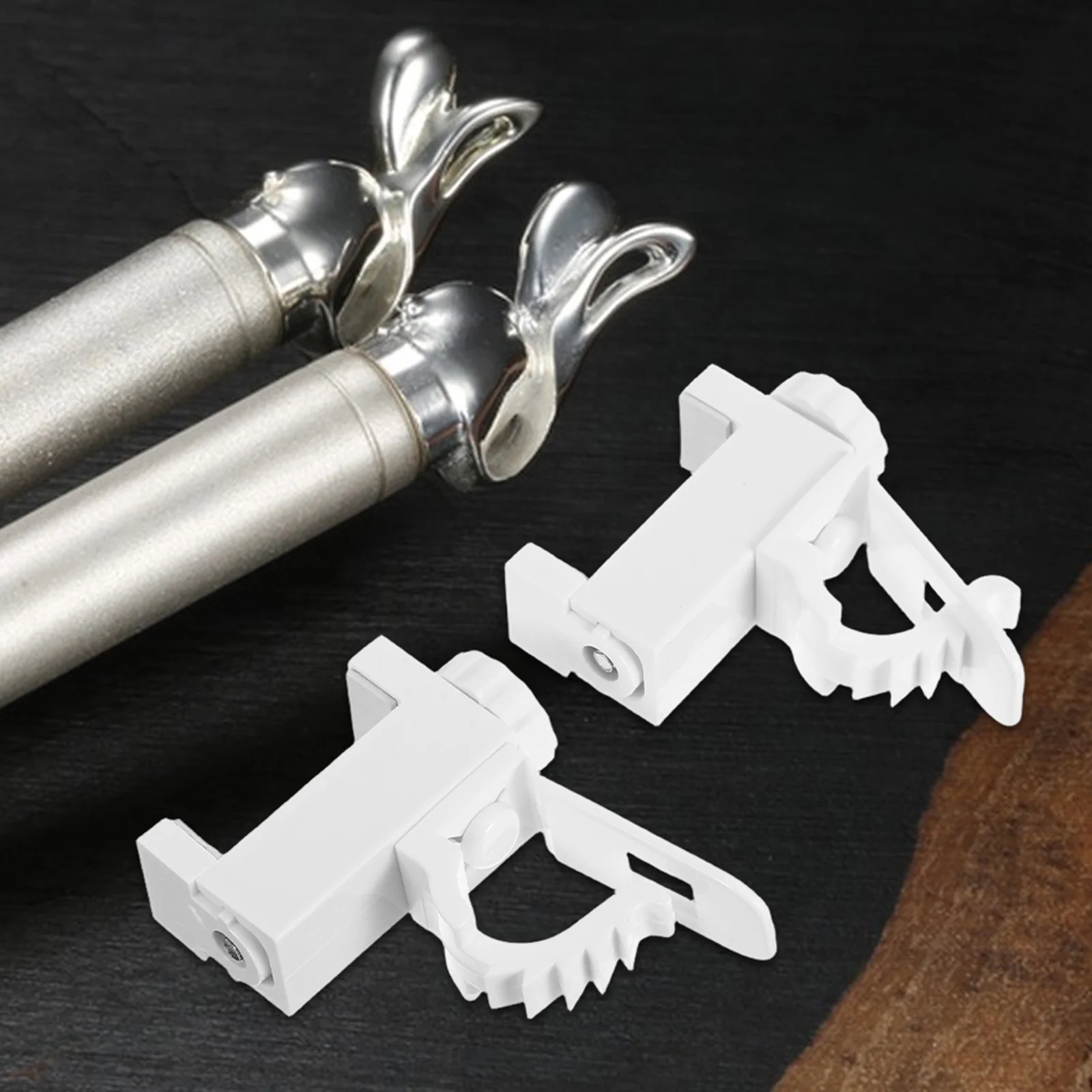2 Pcs Curtain Rod Holder Hangers for Bathroom Cabinet Bracket Adjustable Brackets Pole Window