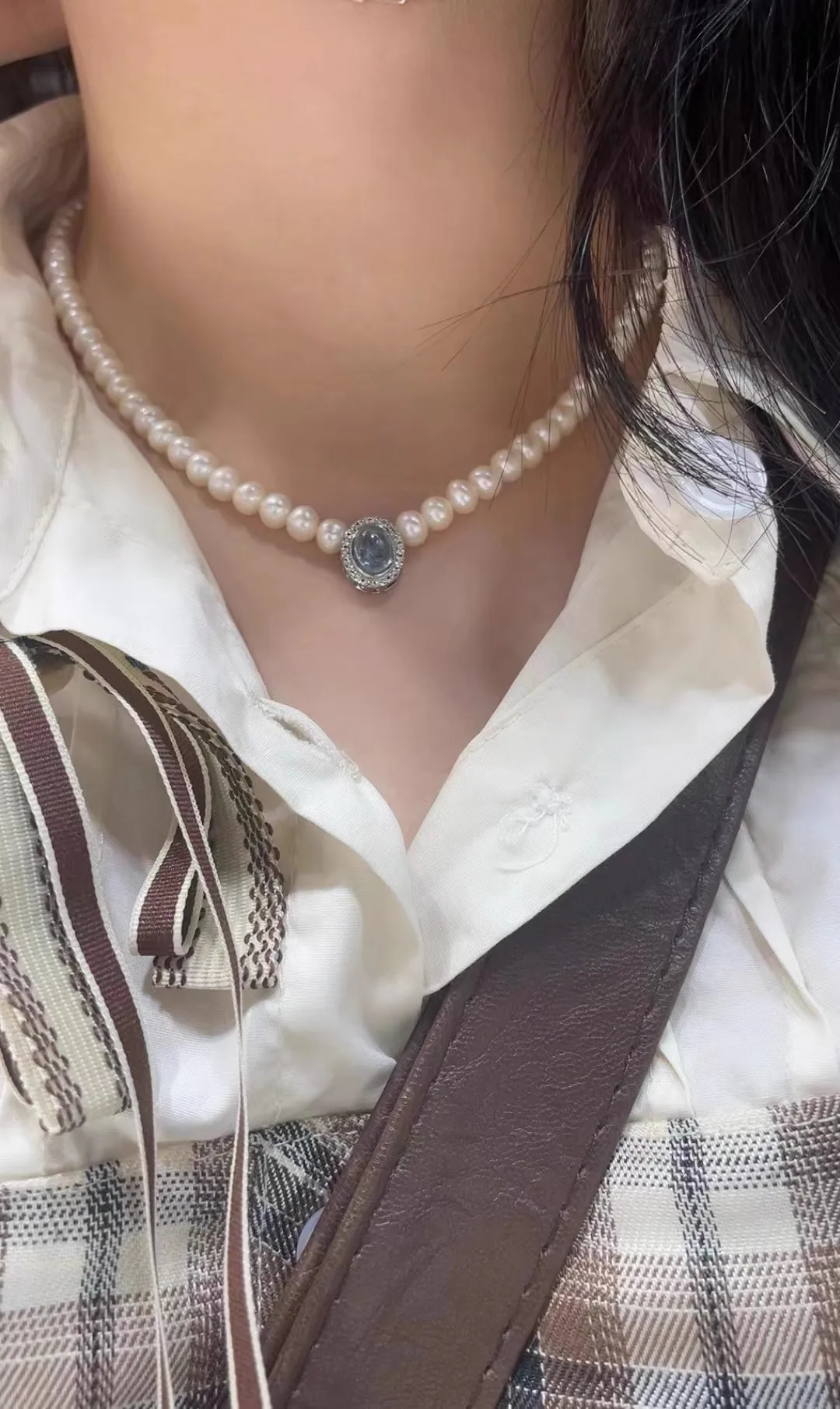 Novo colar AAAA 6-7mm natural japonês branco redondo colar de pérolas 16-36 polegadas 925s