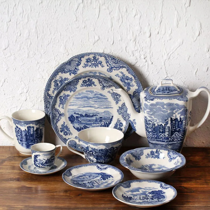 European style tableware, British castle ceramics, Western food steak plates, coffee cups, decorations, dinner plates, desserts,