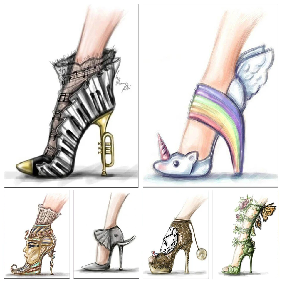 Diamond Painting Cartoon High Heel Zebra Full Square&Round Home Mural Decor 5D Diy Art Embroidery Mosaic Cross Stitch PP4862