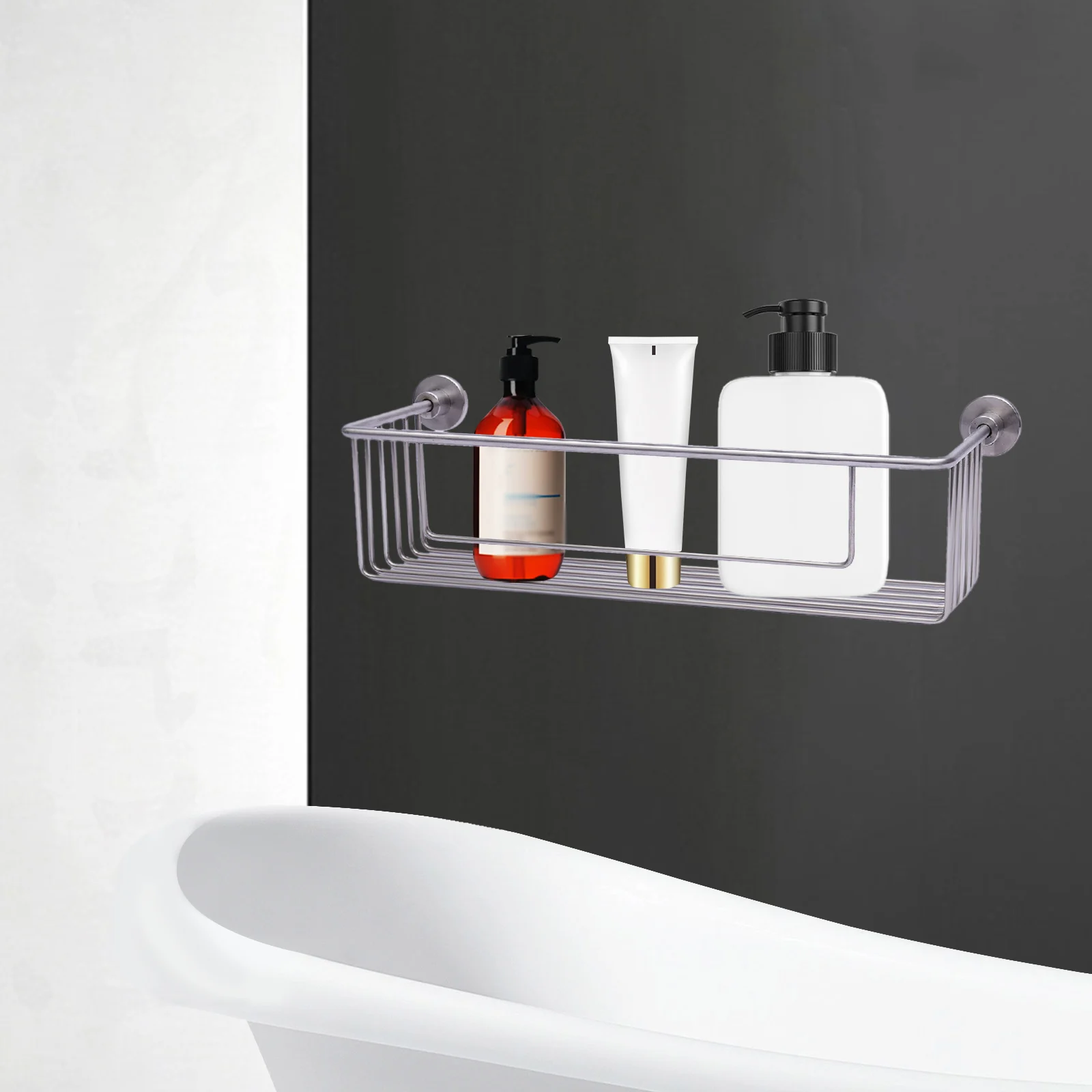 Stainless Steel Bathroom Shelf Wall-mounted Storage Rack Single Layer Basket