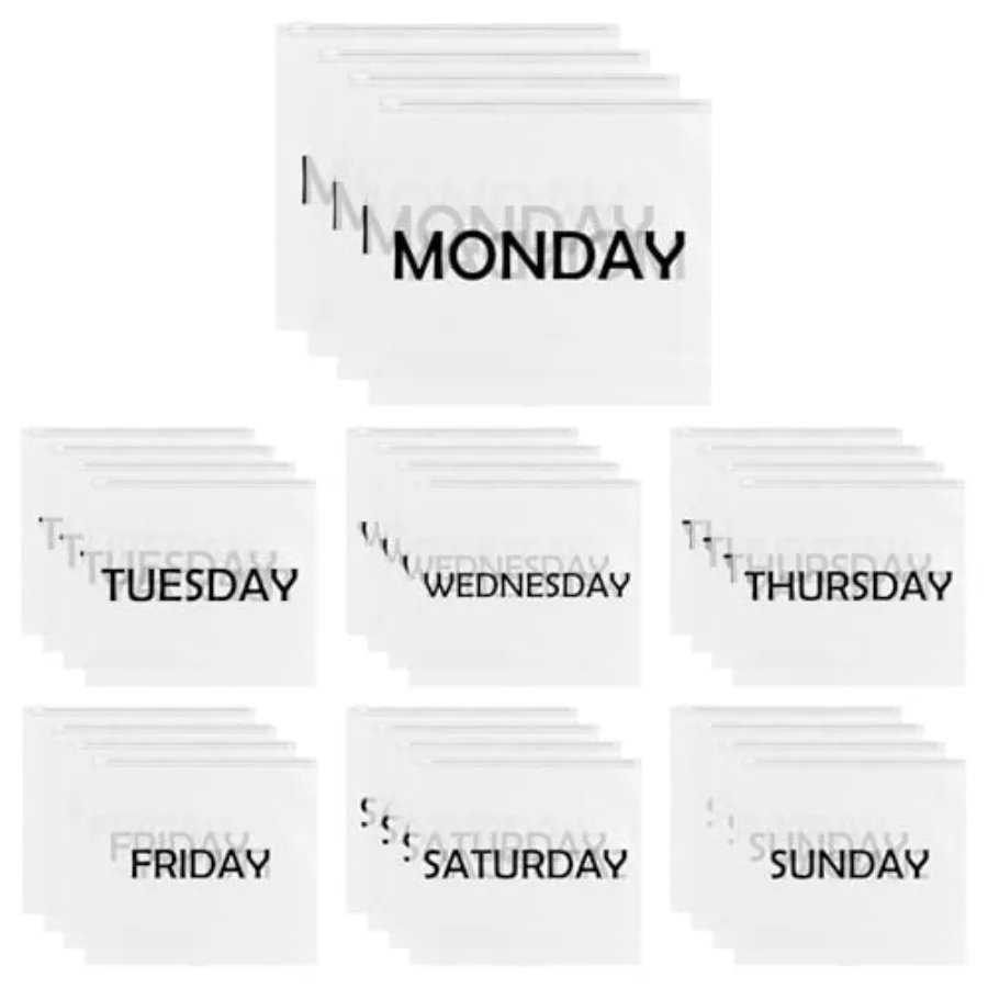 

28pcs Frosted Clothes Packaging Bags Travel Organizer Pouches Packing Organizers Days of Week Travel Pouches for Travels Home S