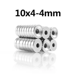 10-200 pz 10x4-4mm Mini foro rotondo magneti frigo N35 neodimio magnetico perforato circolare magnete di terre rare 10*4-3.5mm