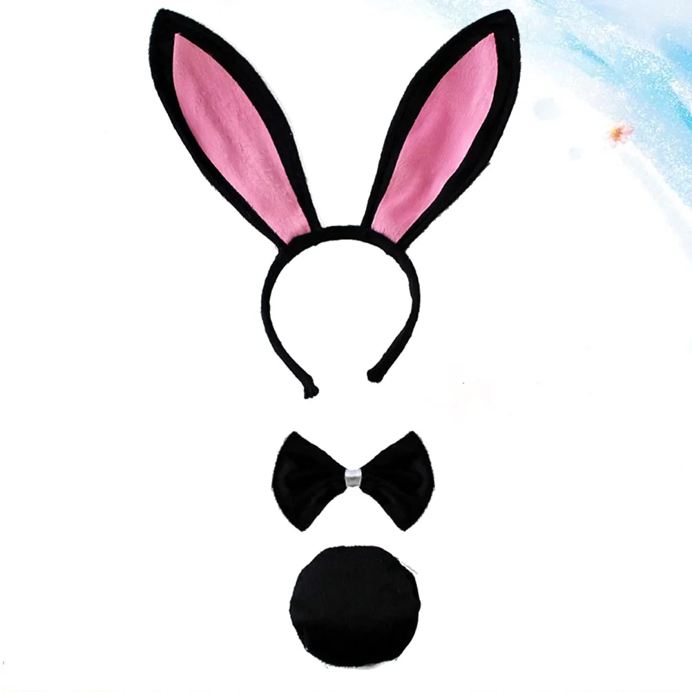 

3 Pcs Bunny Ear Headband Bands Rabbit Cosplay Tail Costume Accessories Hair Hoop Ears Dress up Accessory Bow Tie