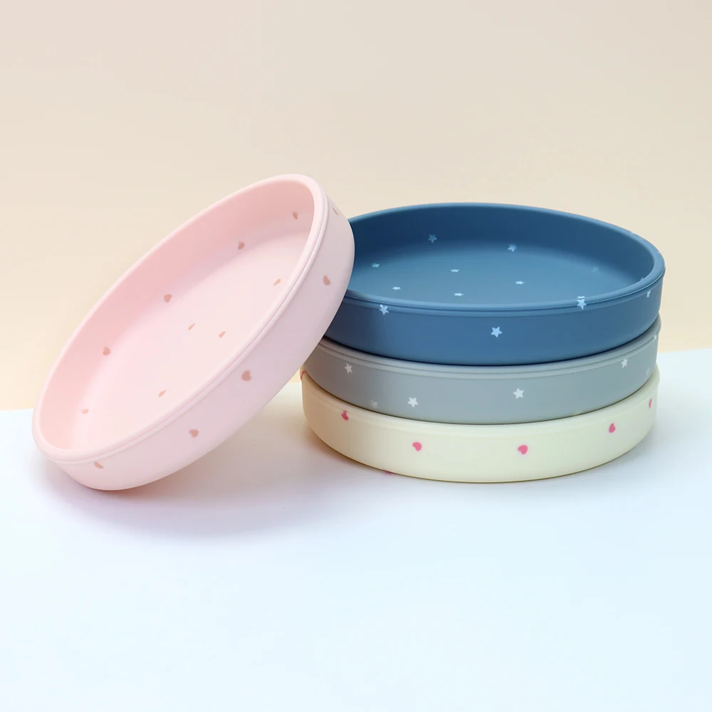 Custom Round Silicone Plate Kids Dinner Silicone Bowl Toddler Bpa Free Children Tableware Kitchen Accessories