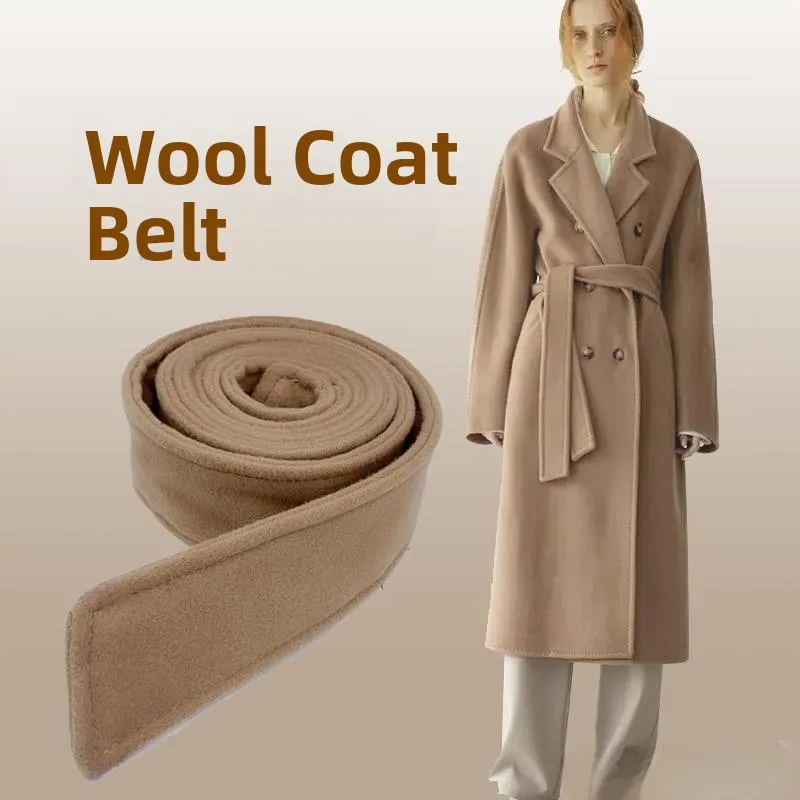 

Двустороннее шерстяное пальто с декоративным поясом, женское модное пальто с узлом, универсальный аксессуар, однотонное пальто из кашемира