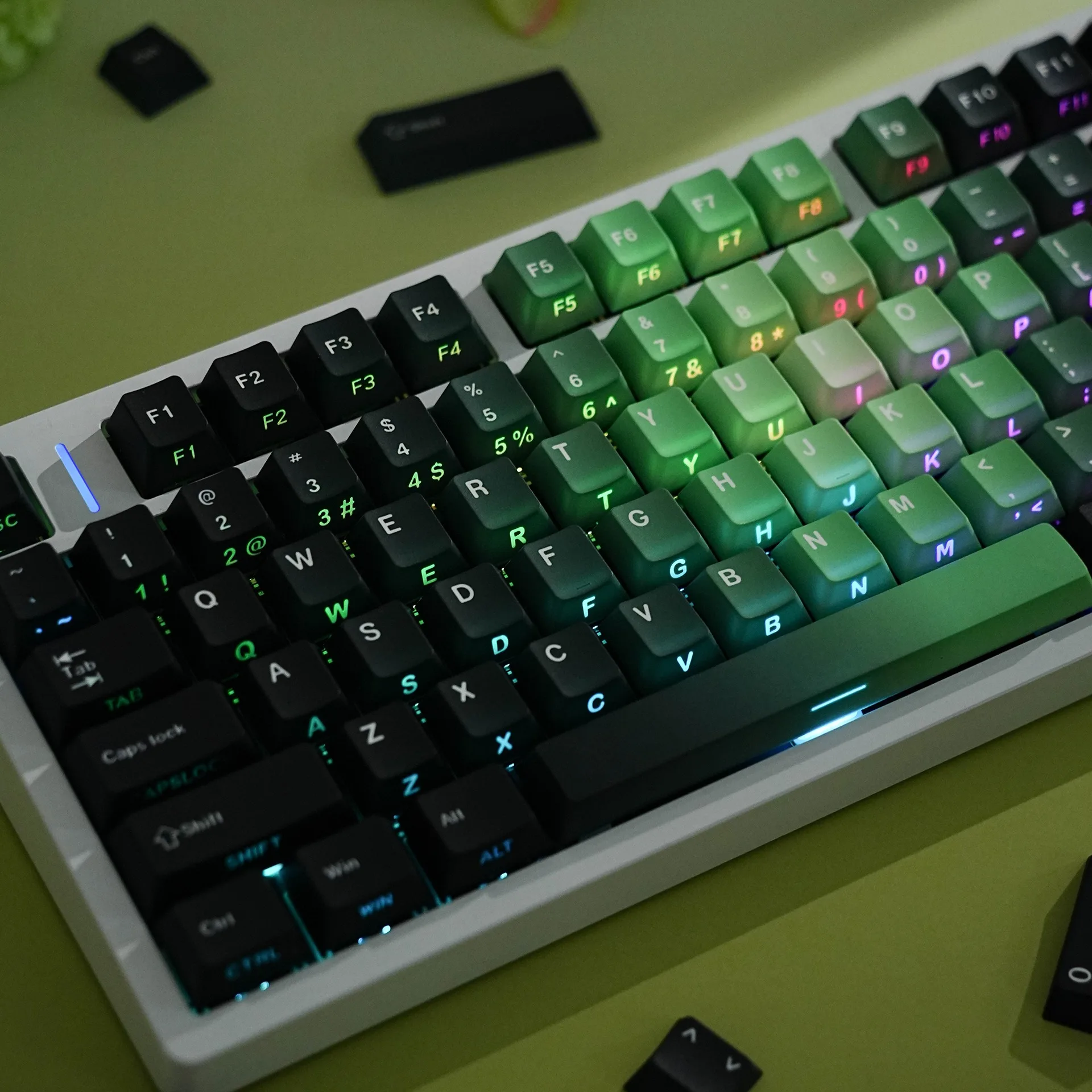 Mechanical Keyboard Green Side Printed Keycap Spanish French Russian German Korean Japanese Arabic Cherry Profile PBT Keycaps