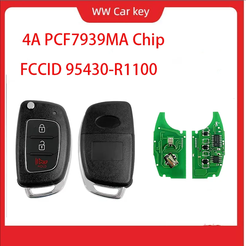 For Hyundai HB20 2019-2022 Aftermarket Flip Remote Fob 4A PCF7939MA Chip 433Mhz FCC 95430-R1100 SY5AERGE04