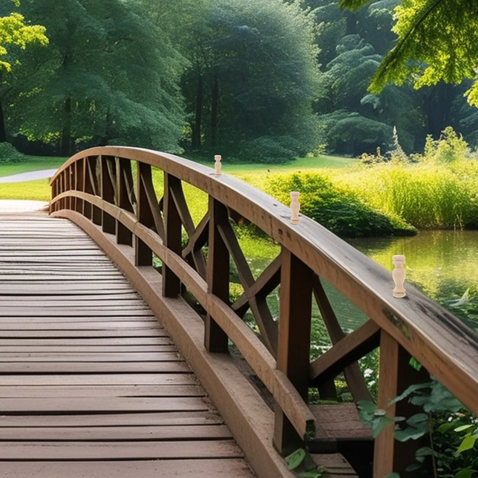 10pcs Solid Wood Roman Pillars Unfinished Decorative Balusters For Diy Staircase Garden Fence Indoor Outdoor Use Wood Craft