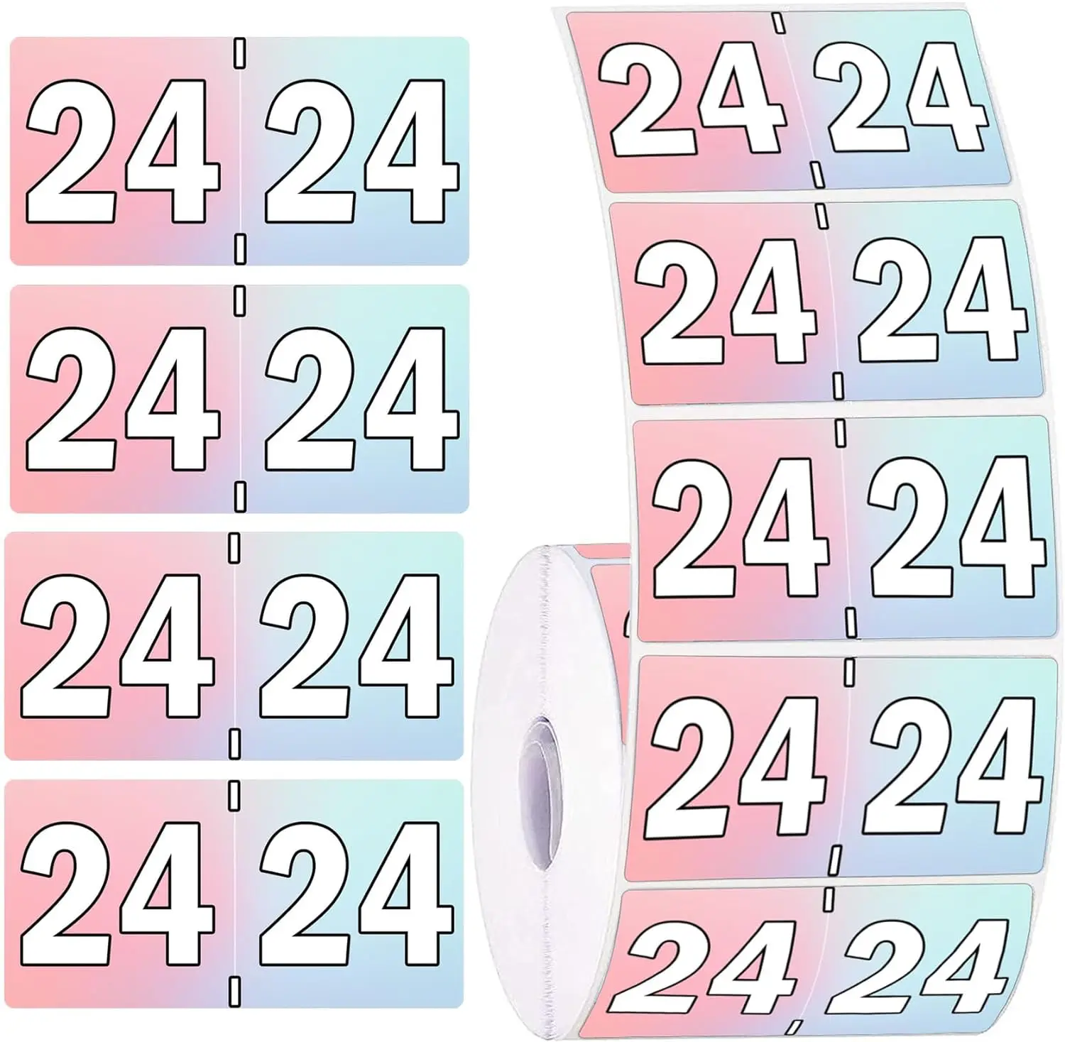 

2024 Year Stickers 0.75 x1.5inch Gradient Pink-Blue Color Coded Year Labels for File Folder Organization Office Supplies 500Pcs