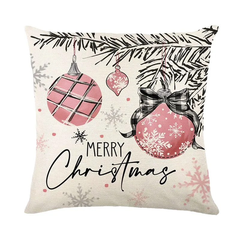 Christmas Pillow Cover 45x45cm Set Of 4,New Year Xmas Decorative Throw Pillow Covers for Couch Sofa Chair Decoration