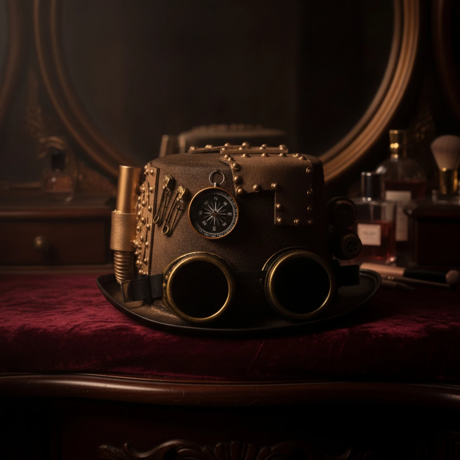 Steampunk Top Hat Mechanical Top Hat with Goggles Costume Hats Retro Gothic for Cosplayers, Cosplay, Themed Parties
