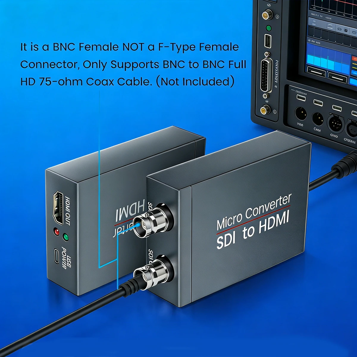 SDI Converter to 3G/SD/HD-SDI to HDMI-compatible Audio Video Converter Adapter for HD Monitor Camera Projector SDI DVR