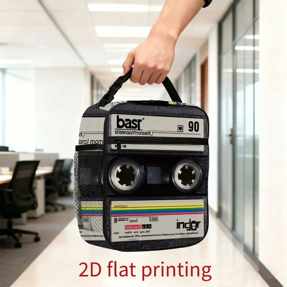 1pc a Retro Audio Cassette Printed Thermal Bag, Designed for Insulation. This Bag Is Not Intended for Food Contact