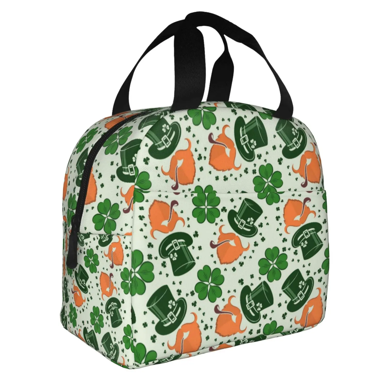 Shamrock Sign St. Patrick's Day Lucky Print Lunch Bag Portable Reusable Thermal Oxford Tote Bag for Work School Travel