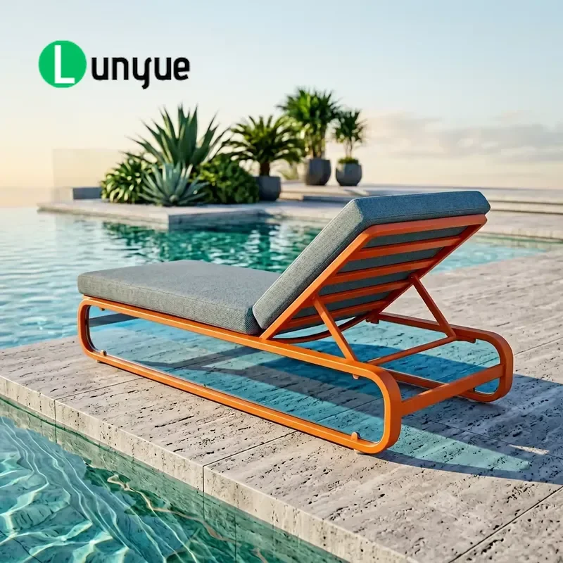 Aluminum Alloy Metal Frame Outdoor Beach Lounger for Patio Roof Deck Swimming Pool Durable Weather Resistant Garden Furniture