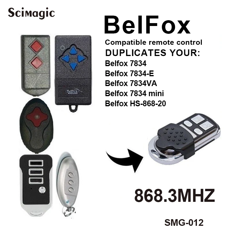 Clone 868MHz BelFox 7834 7834-E 7834VA 7834 mini Garage Door Remote Control BelFox HS-868-20 Gate Opener Command