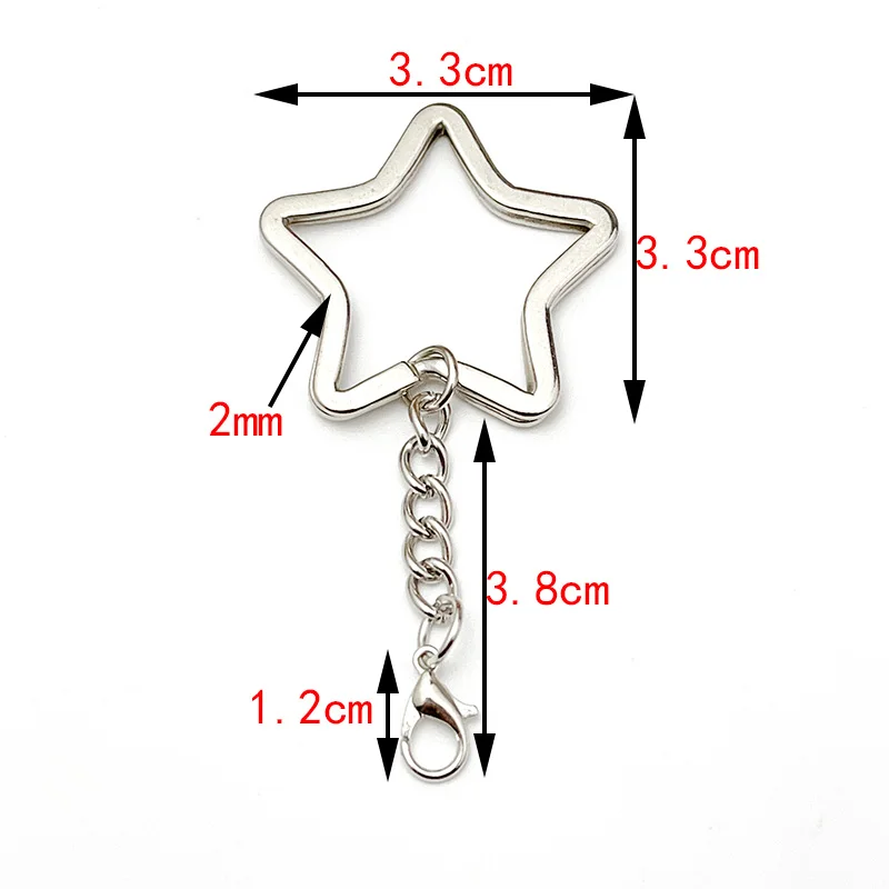 6 Teile/los Herz Stern Form Schlüssel Ring Kette Runde Flache Draht Offenen Ring Metall Schlüssel Ring DIY Auto Schlüssel Spielzeug Anhänger, der Kette Großhandel – Detail 5