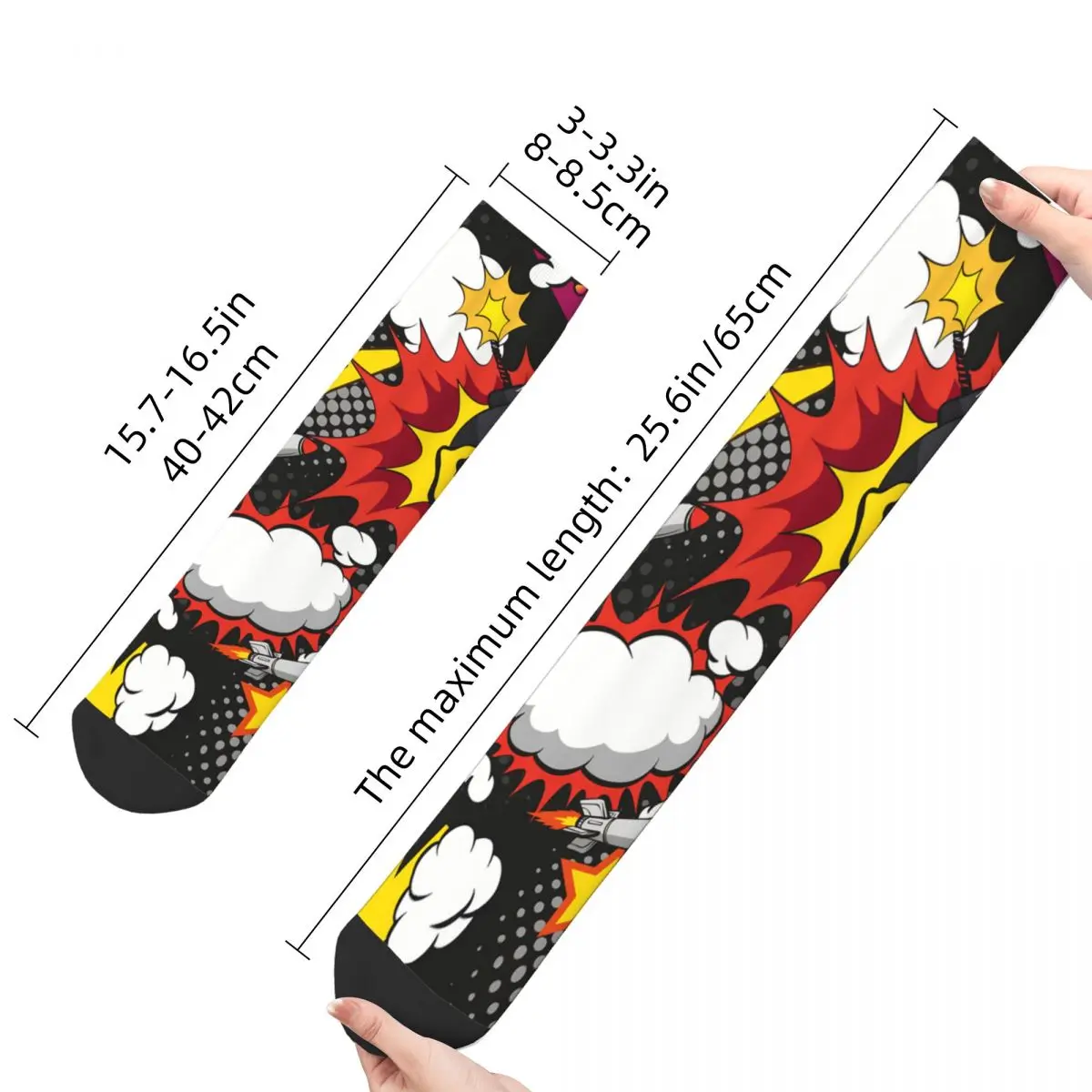 Happy Men\'s Socks Comic Book Explosion Vintage Graffiti Art Pattern Hip Hop Casual Crew Sock Gift Pattern Printed