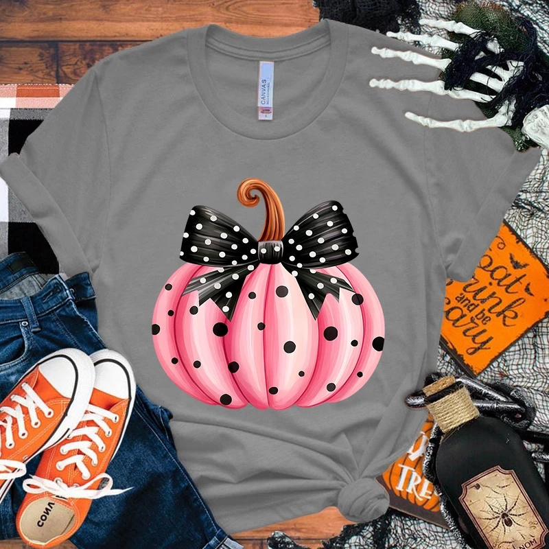 

Halloween Pumpkin Letter Printed T-Shirts Fashion Harajuku Women Summer Tee Shirt Unisex Casual Short Sleeve Round Neck Tops
