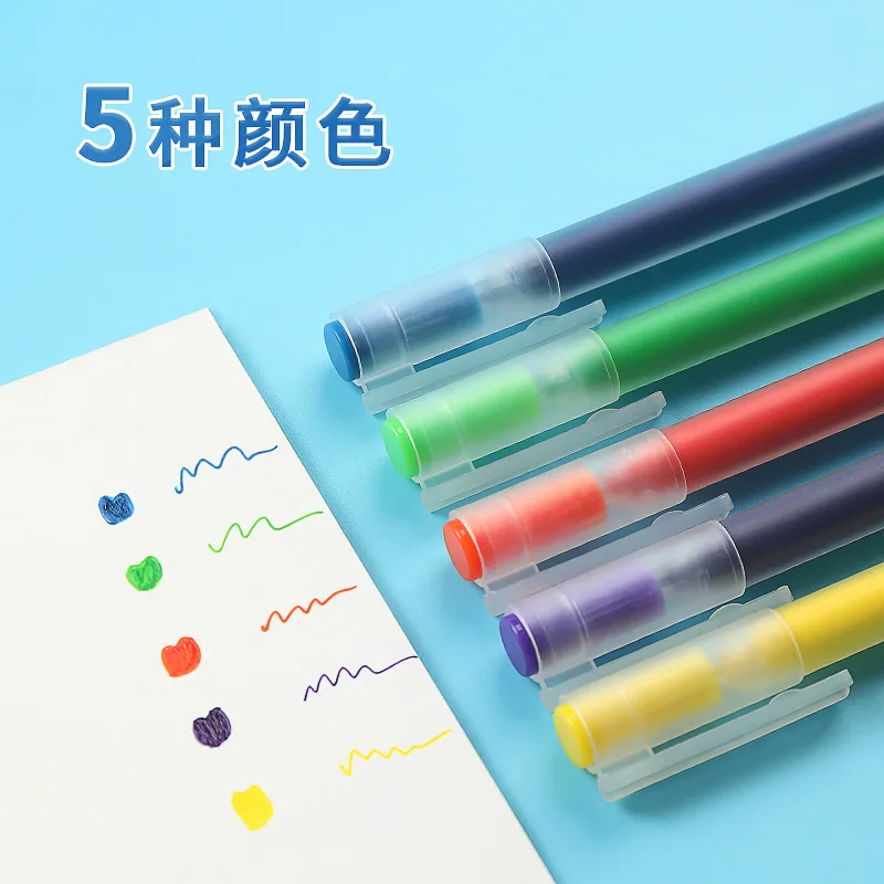 5PCS Retro Farbige Gel Pen-Set 0,5mm Kawaii Fine Point Kugelschreiber Schule Büro Liefert Schreibwaren