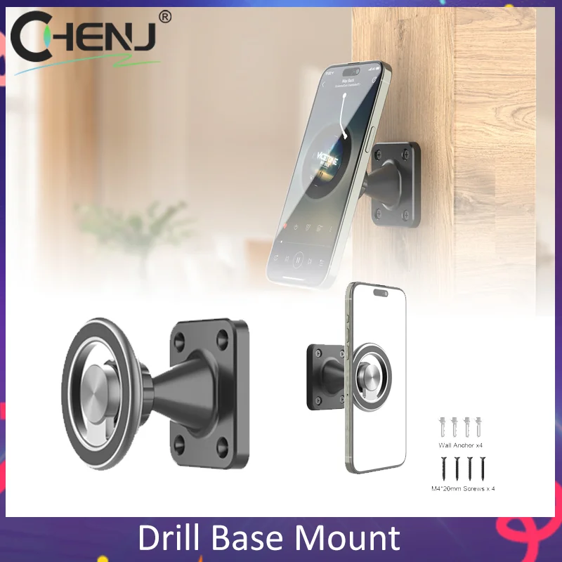 

Magnetic Wall Mount Phone Holder For Truck/Car/Boat/Wall/Desk,Compatible All Smartphone,360 Degree Free Rotation