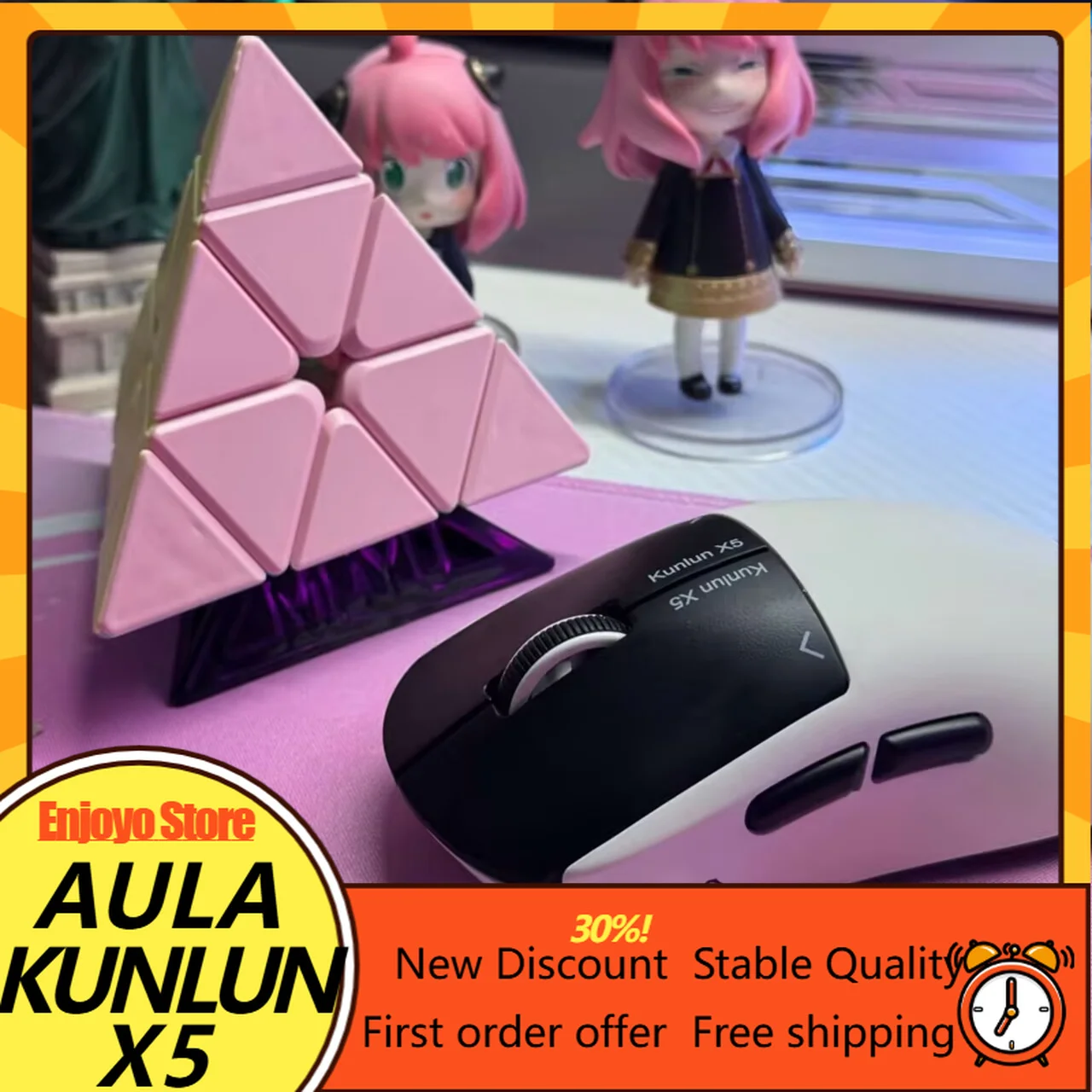 2026 New AULA Kunlun X5 Wireless Three Mode Gaming Mouse 8K Low Latency Electricity Electromagnetic Micro Motion Esports Mouse