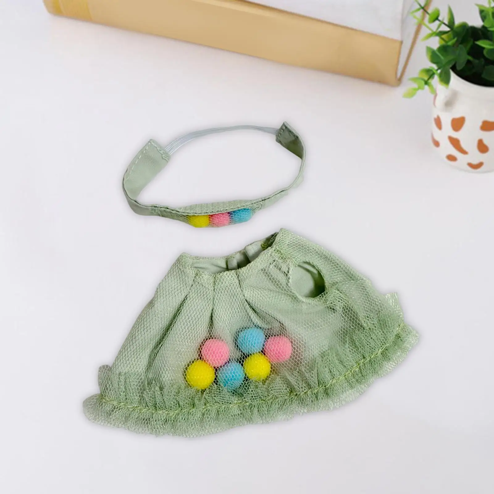 Zestaw ubranek dla lalek, kostium dla lalek 15-17 cm, rękodzieło DIY, dekoracja, stylowa spódniczka i nakrycie głowy, akcesoria, bez lalki, zielony