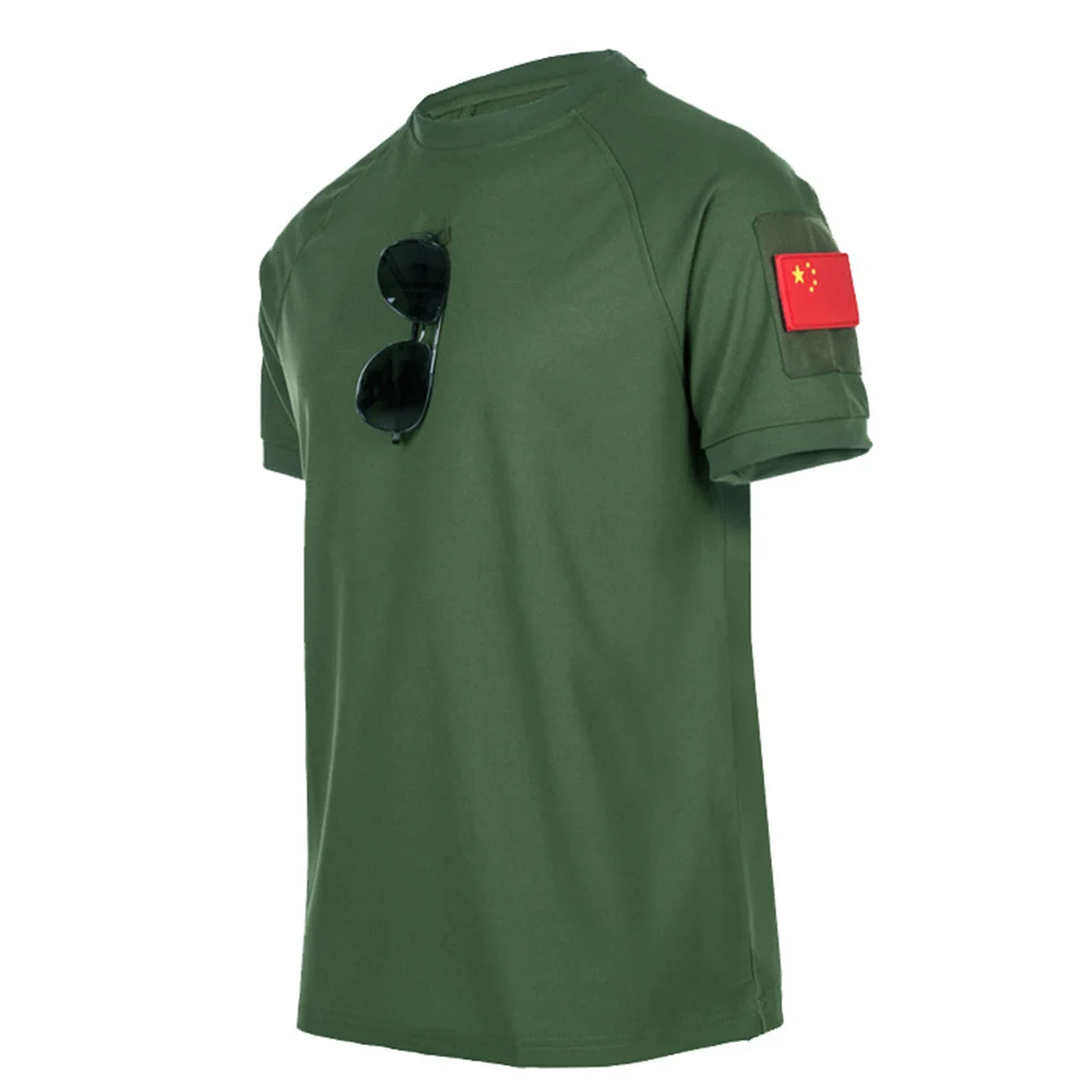 Camisetas del ejército de secado rápido para hombre, camisa de manga corta con cuello redondo y estampado personalizado, de talla grande, 100%