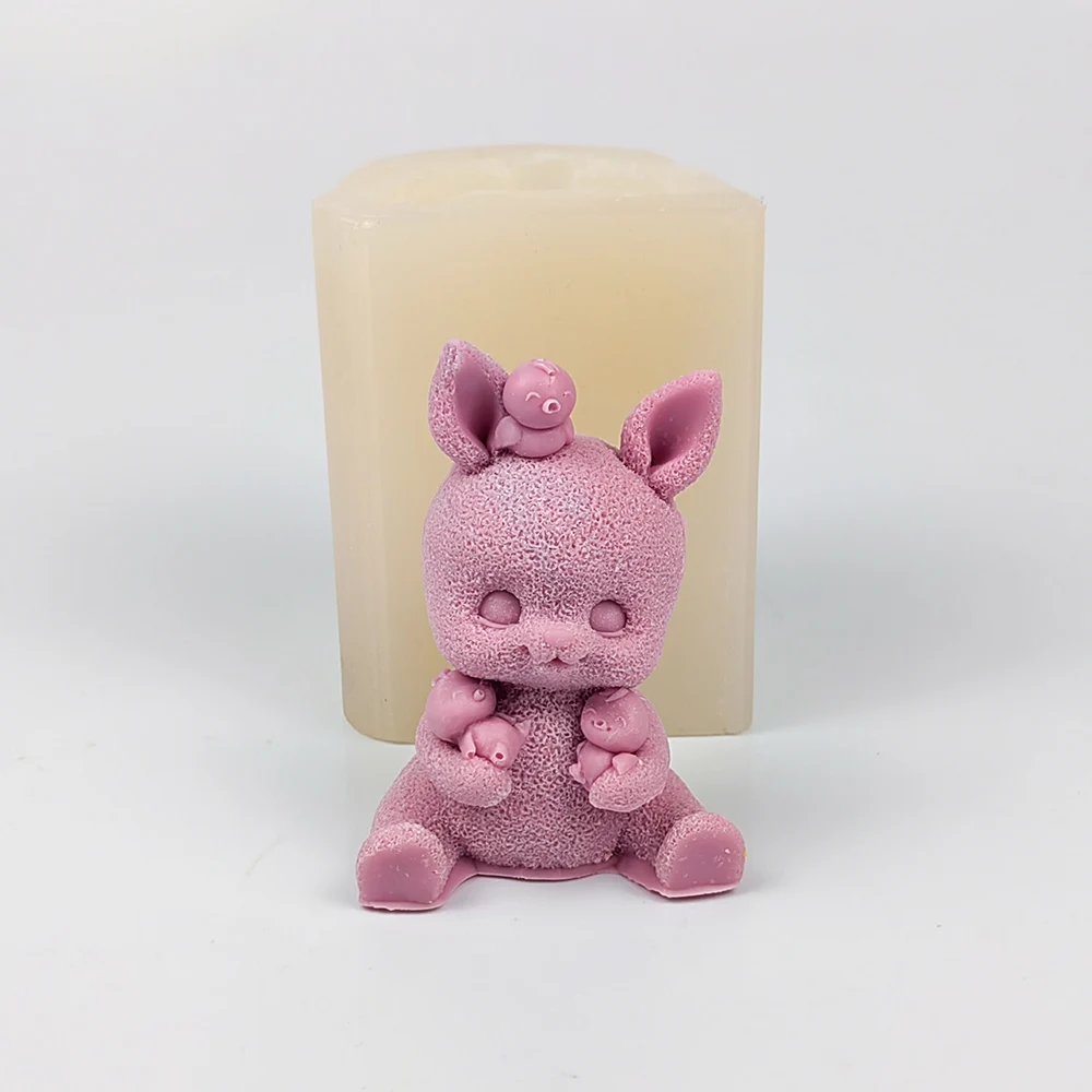 Silicone BunnyAnimals Molds, 3D Molds, Holding a Duckling Soap Molds, Wedding Birthday and Valentine's Moul, PRZY, DW0416