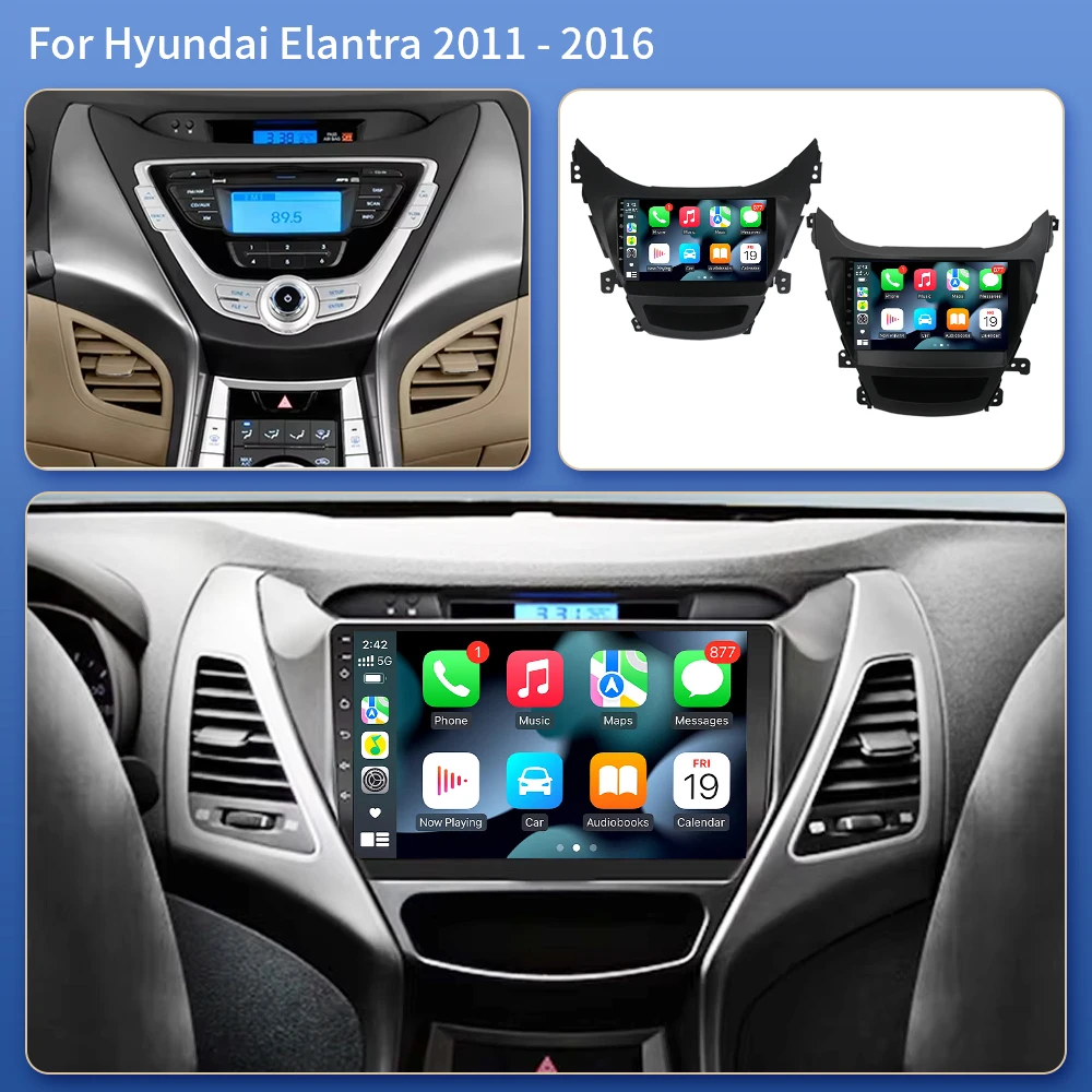 Android 16 Carplay Auto For Hyundai Elantra I35 2011 2012 2013 2014 2015 2016 Car Radio Multimedia Player WIFI+4G BT 2Din Stereo