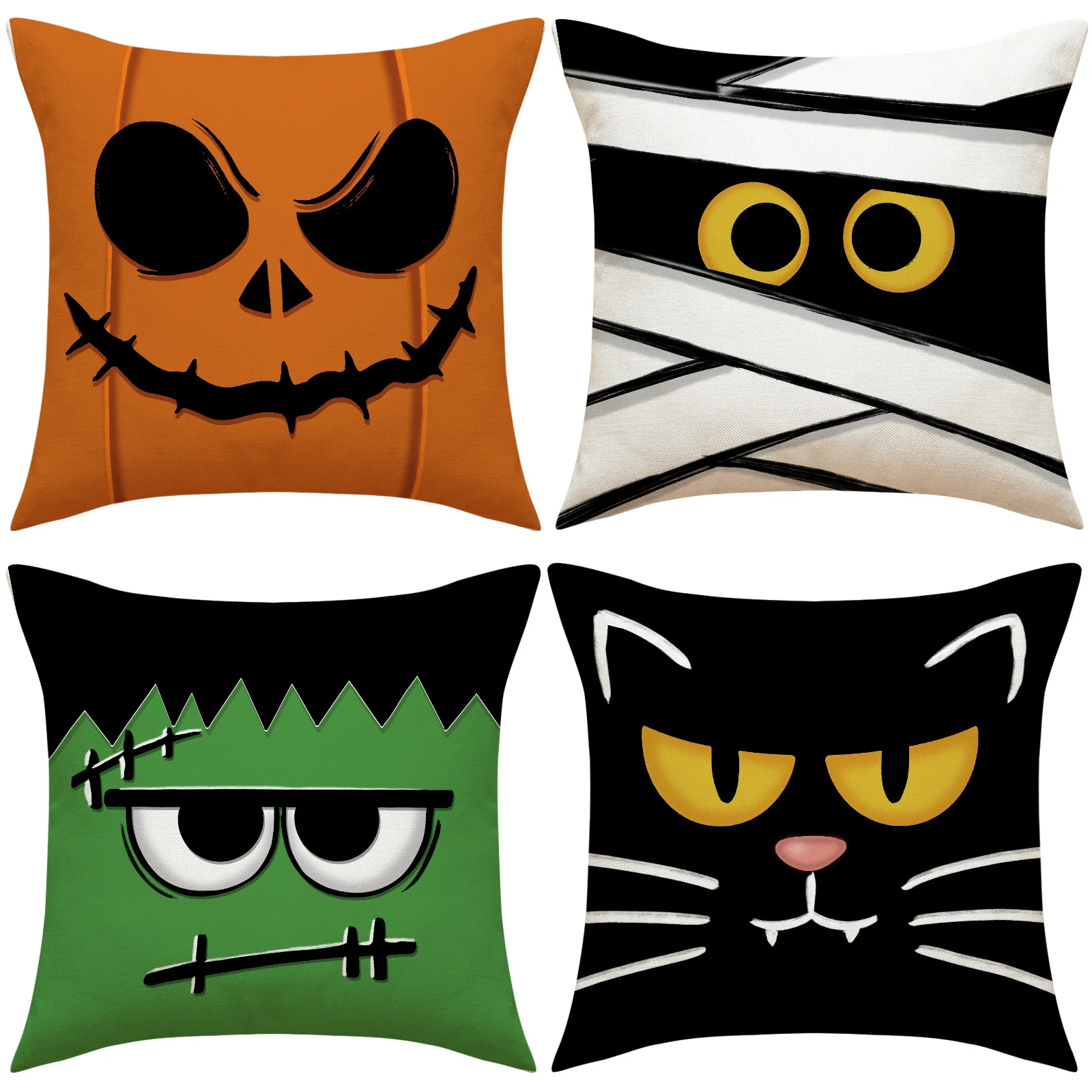 

1PC Halloween Decorative Cushion Cover Funny Expression Ghost Face Pillow Cover Suitable for Party Home Sofa Living Room Decorat