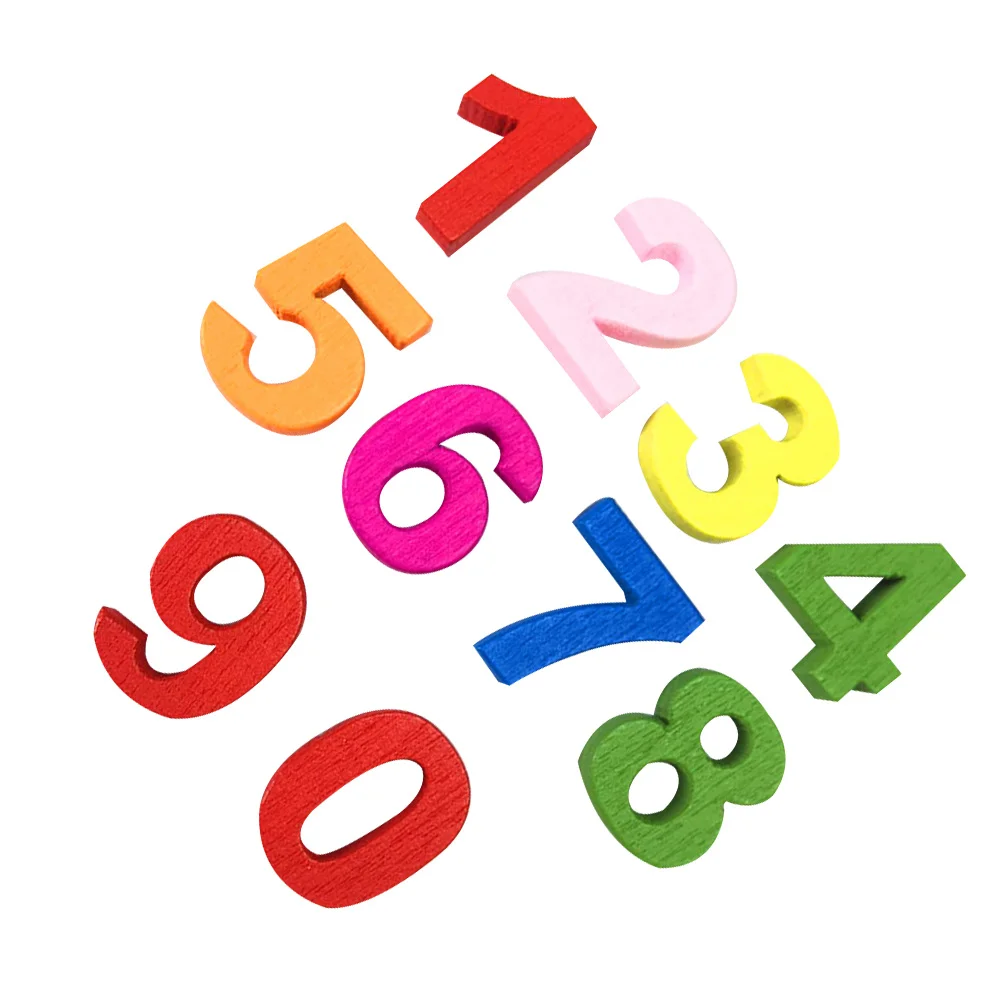 Blocs numériques colorés en bois, 100 pièces, pour bricolage, Scrapbooking, fabrication de cartes, Puzzle, décorations de fête, décoration Festive de salle en bois