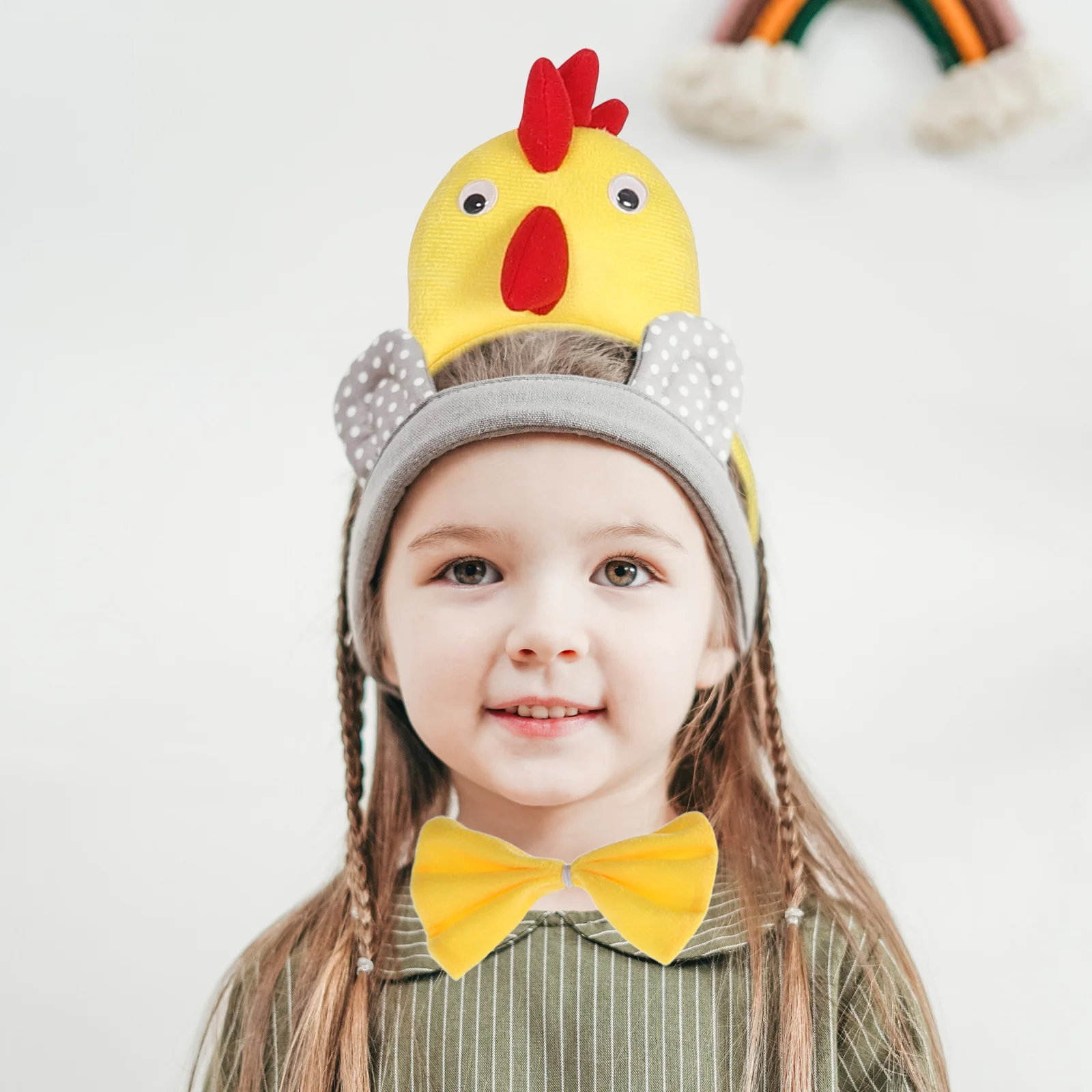 1Set Rooster Kids Costume Set Chicken Cosplay Outfit Headband Bow Tie Tail Tutu Skirt Party Birthday Dress Costume for Chicken