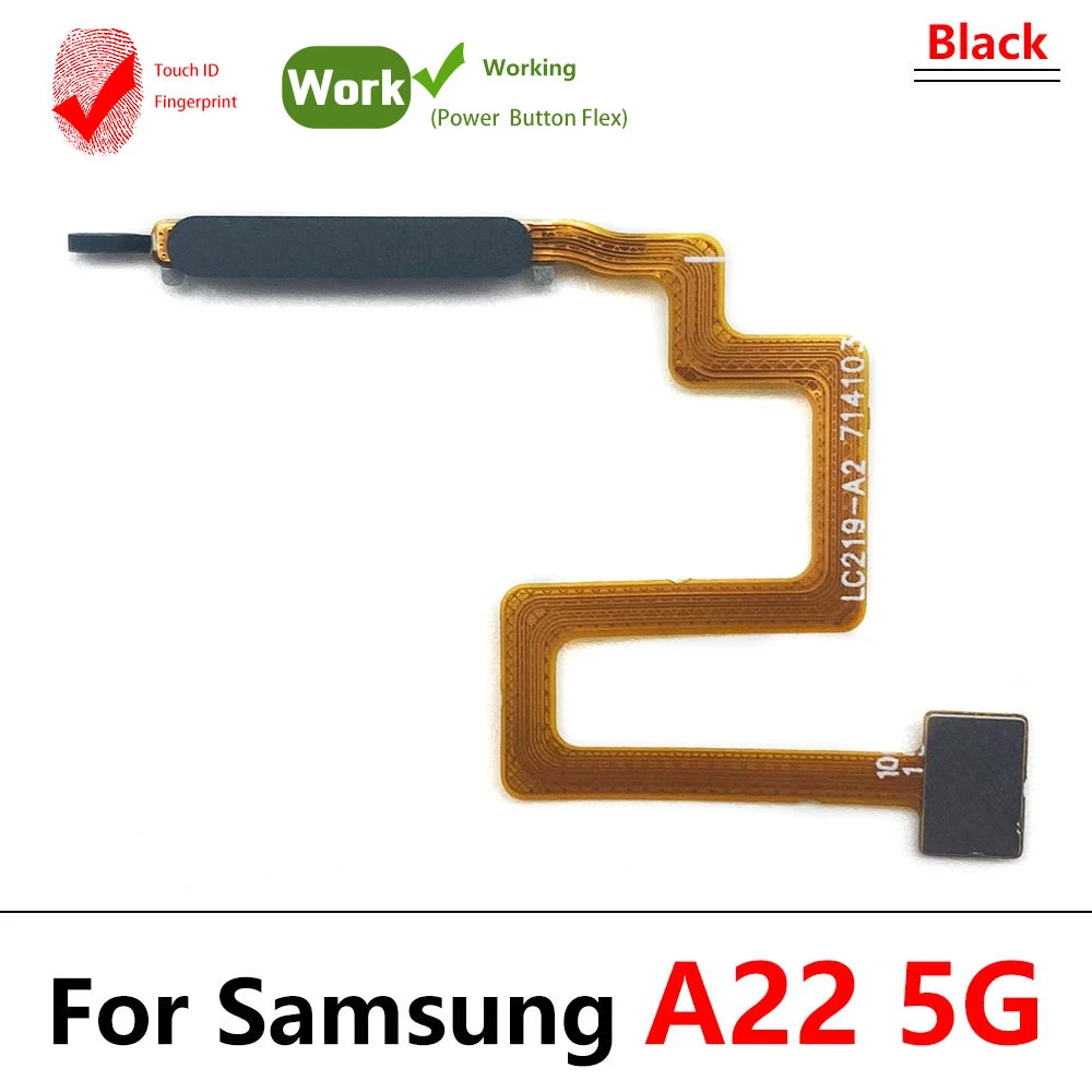 10Pcs，Tested For Samsung A22 4G A22 5G Fingerprint Sensor Home Return Key Menu Button Flex Ribbon Cable