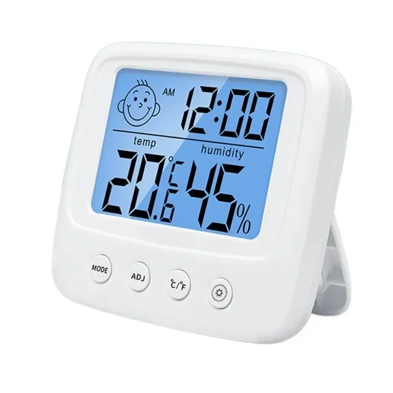 

Home Smiley LCD Hygrometer Bayby Room Temperature Desk Clock Digital Backlight Wall Clock Electronic Thermometer Humidity Sensor