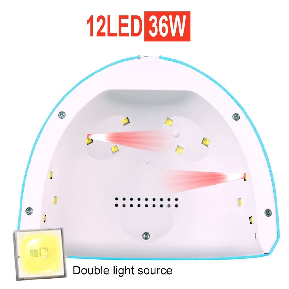 12 LED 36 واط مجفف طلاء الأظافر الذكية الاستشعار هلام علاج مصباح الموقت شاشة الكريستال السائل مانيكير أداة جيل للأظافر آلة مجفف الوردي