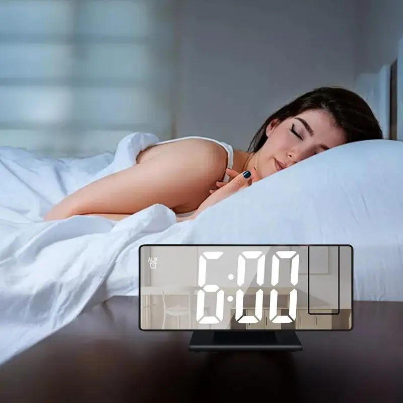 Digital Clock Large Display Multifunctional Alarm Clock Ceiling Display With 8-Inch LED Screen Power Off Memory Makeup Mirror