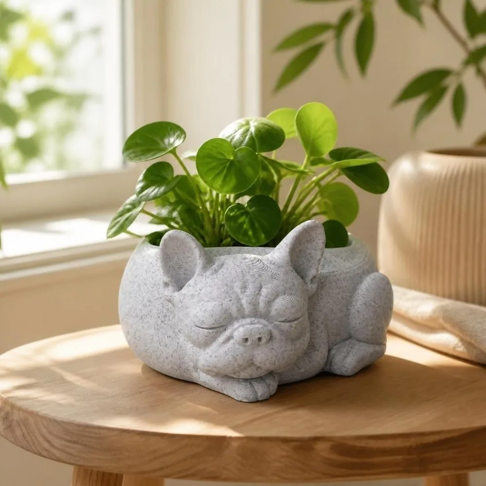 Cute 3D Printed Succulent Flower Pot Funny Desktop Decor Dog Shaped Flowerpot Creative Ornaments Puppy Figurine Desktop