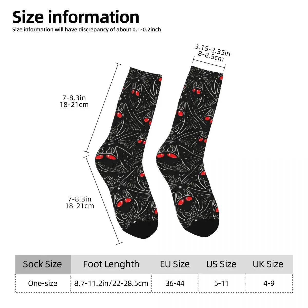 Cute Mothman Design Socks Harajuku High Quality Stockings All Season Long Socks Accessories for Man's Woman's Birthday Present