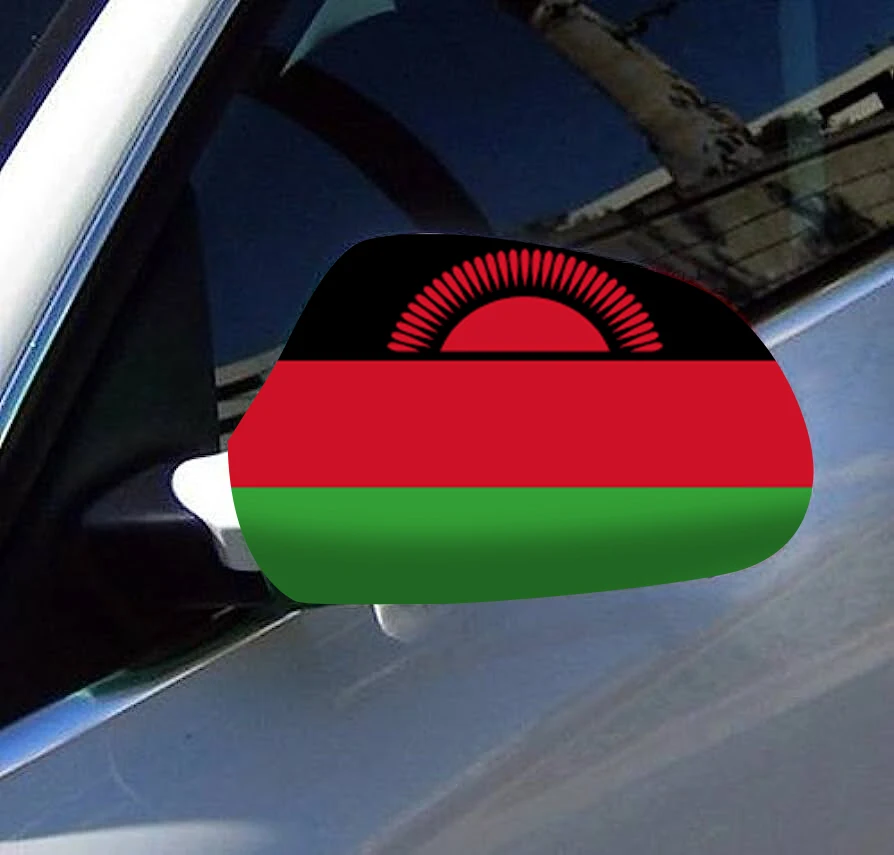 Directly Delivery 2 Pcs Free Size Four-way stretch fabric  Malawi Flags Car Mirror Cover