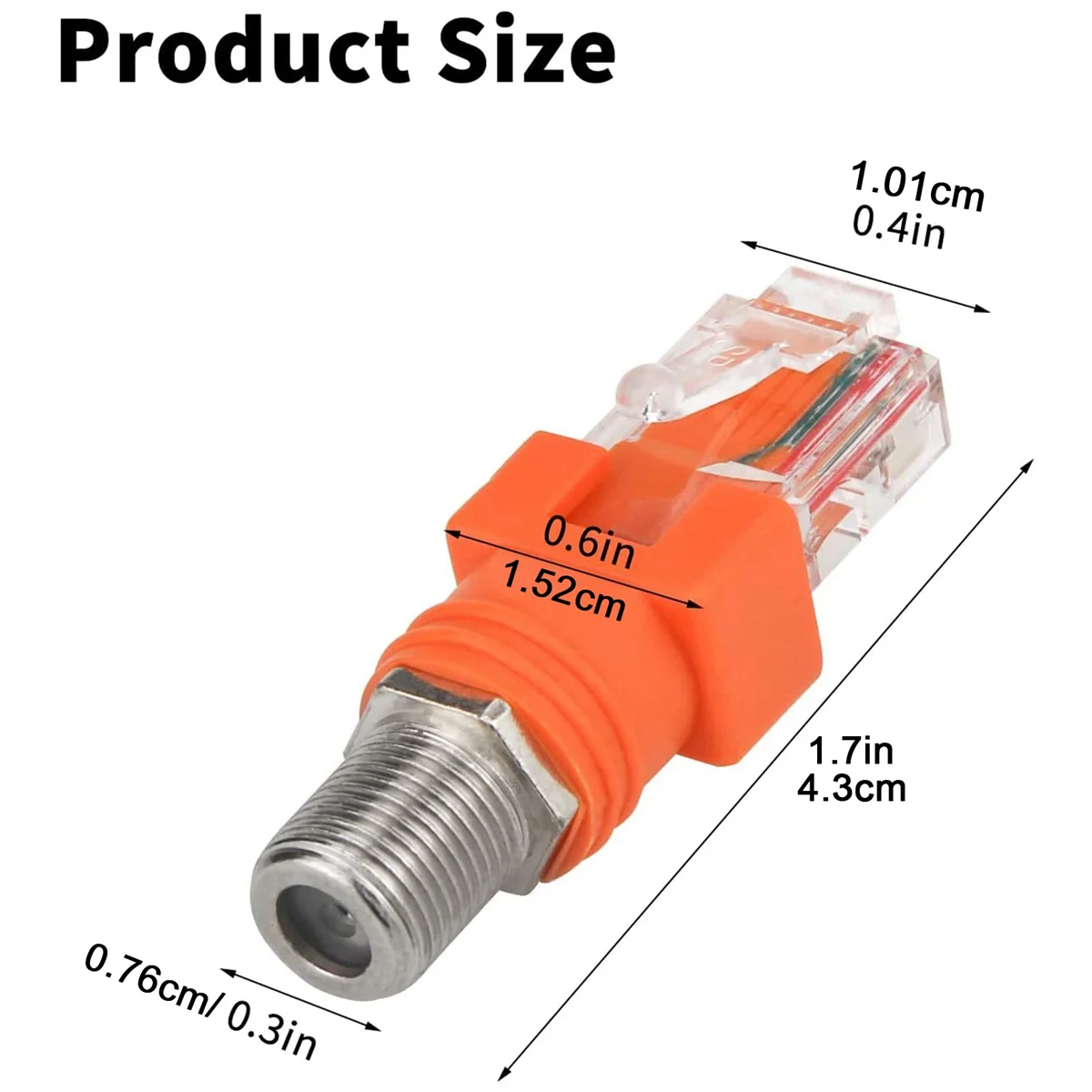 Adaptador coaxial para ethernet, conversor coaxial rf f fêmea para rj45 macho de 4 pacotes para testador de linha