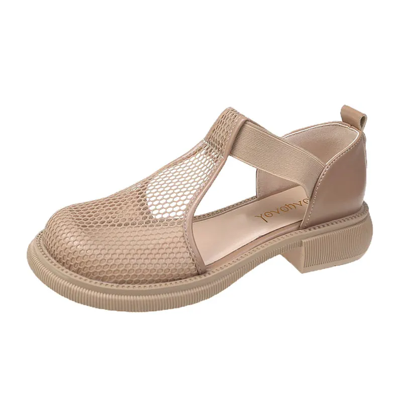 Roman Sandals 2022 Women\'s Female Shoe Breathable Espadrilles Platform Med Gladiator New Fashion Girls Outside Comfort Beige Sum